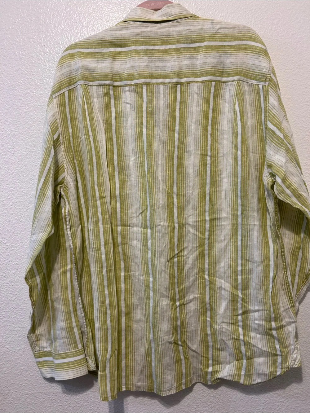 Tommy Bahama Light Green and White Striped Linen-Blend Button Down